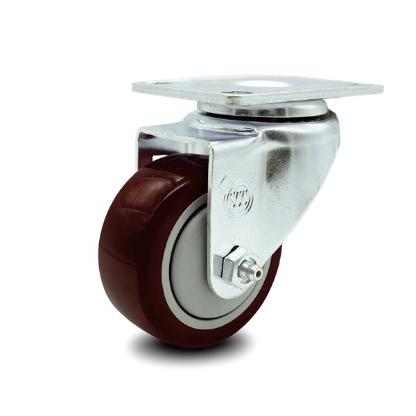 3.5 Inch Maroon Polyurethane Wheel Swivel Top Plate Caster